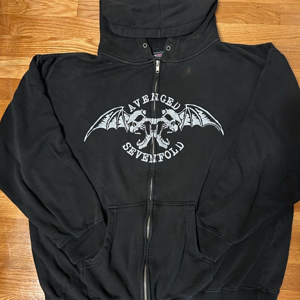 Black Full zip Sweatshirt Avenged Sevenfold Concert swag size Large